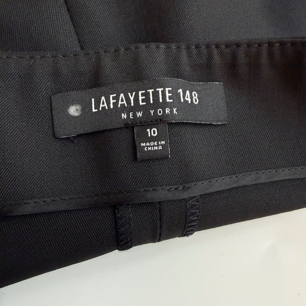 Lafayette 148 Stanton Pants Black Virgin Wool Straight Leg Quiet Luxury 10 - Picture 11 of 16
